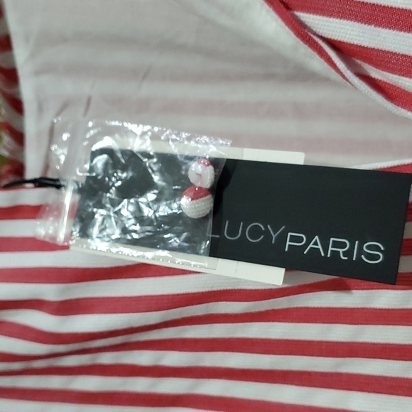 LUCY PARIS CANDY STRIPED COASTAL  DRESS SIZE LARGE - Picture 7 of 8